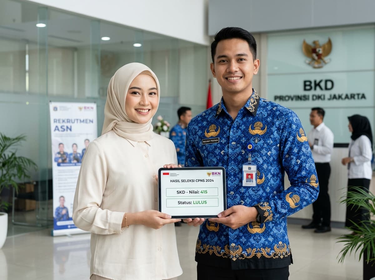 Peserta Lolos CPNS dengan Seragam Batik PNS KORPRI & Hijab