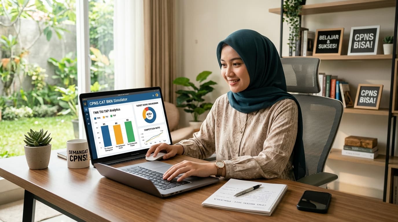 Peserta belajar CPNS dengan CAT Simulator BKN & Radar Chart
